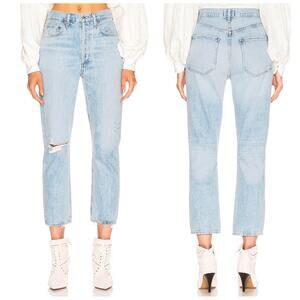AGOLDE Riley Straight Crop Jeans Distressed
